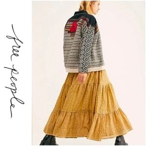 Free People Love Test Mixed Media Jacket Floral Embriodery S